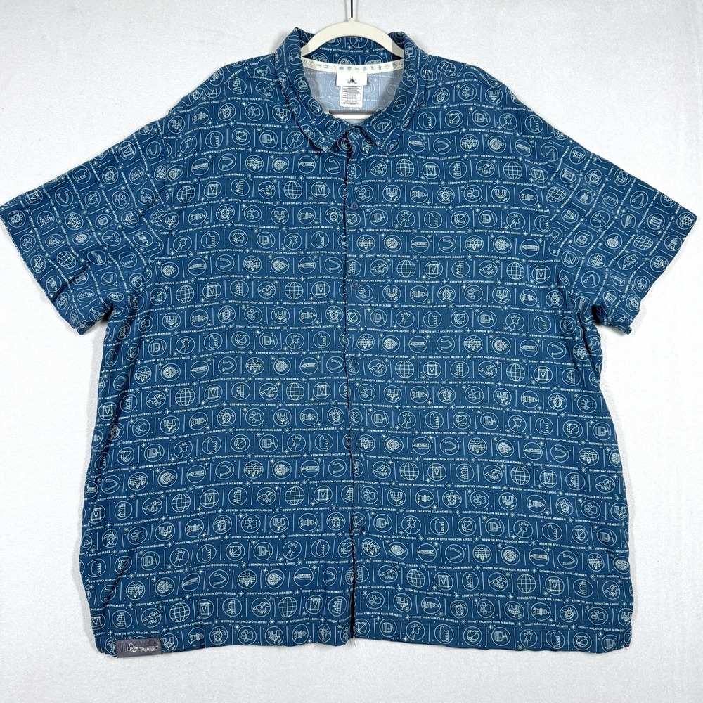 Disney Vacation Club Shirt Mens 4XL DVC Resort Icon Parks Hawaiian Shirt Rayon